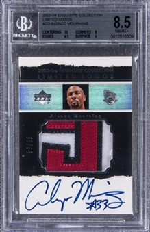 2003-04 UD "Exquisite Collection" Limited Logos #ZO Alonzo Mourning Signed Game Used Patch Card (#56/75) - BGS NM-MT+ 8.5/BGS 10